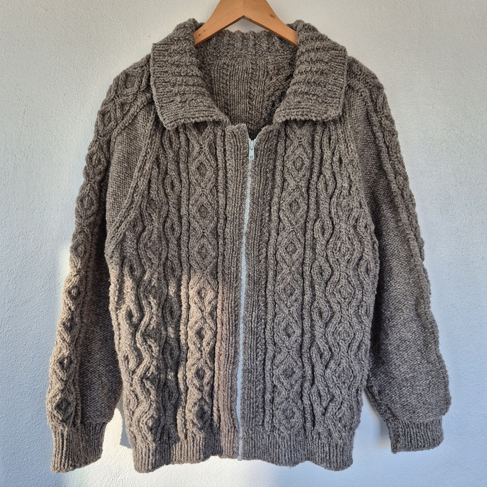 Handmade Wool Zip Up Sweater Womens Medium
